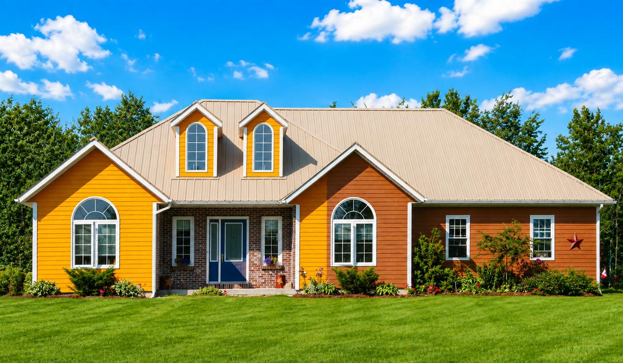 A house painted in two colors with the AI Paint Color Visualizer